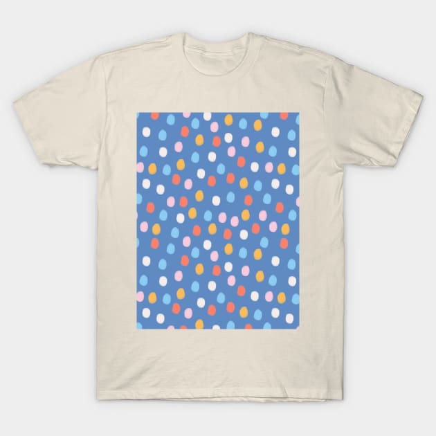 Festive confetti circles pattern in blue T-Shirt by Natalisa